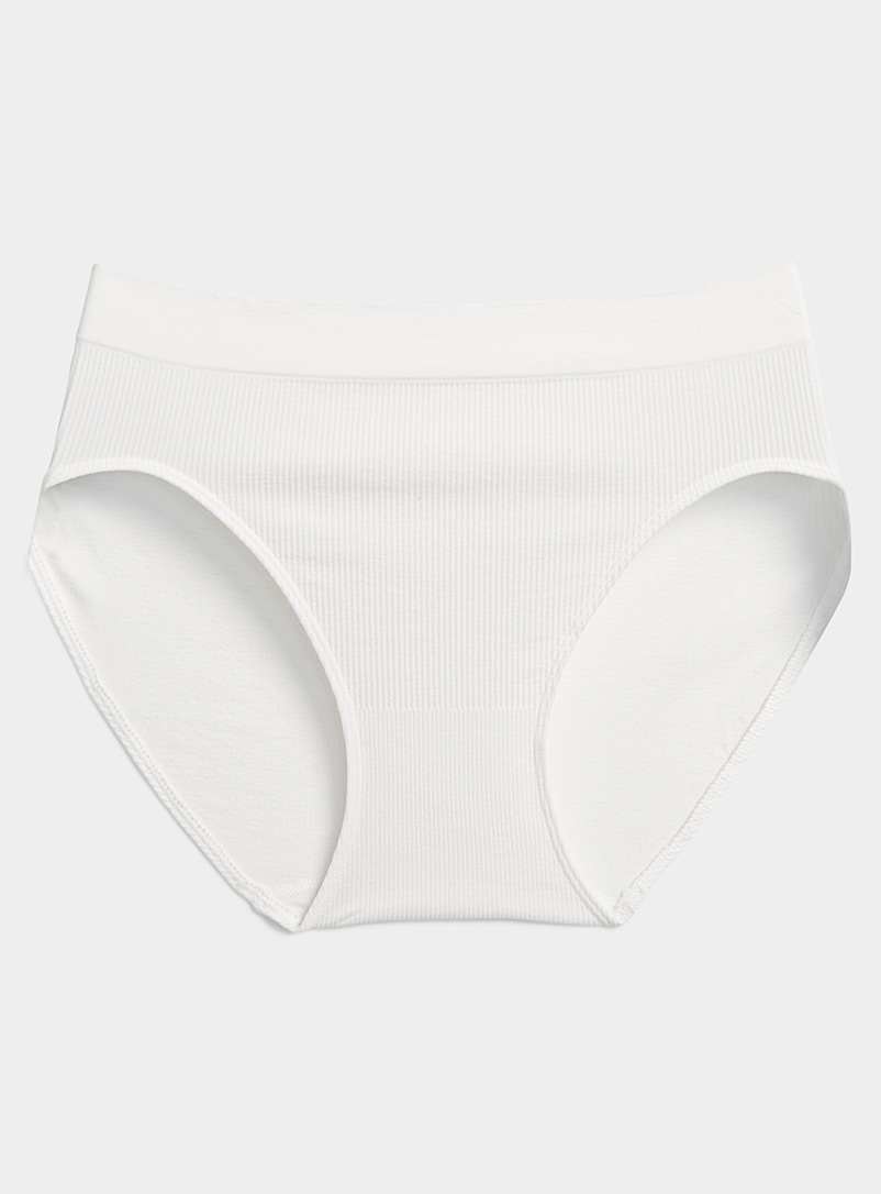 Miiyu White Mini-ribbing high-cut bikini panty for women