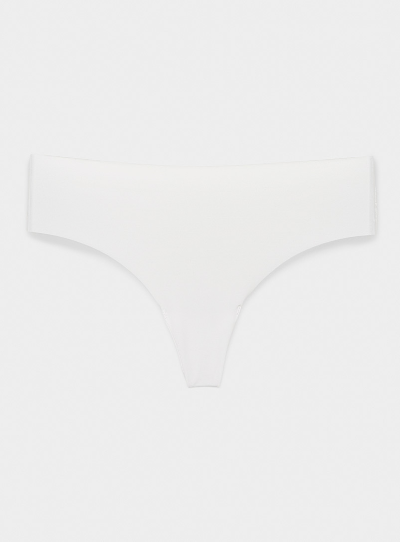 Miiyu White Lace accent laser-cut thong for women