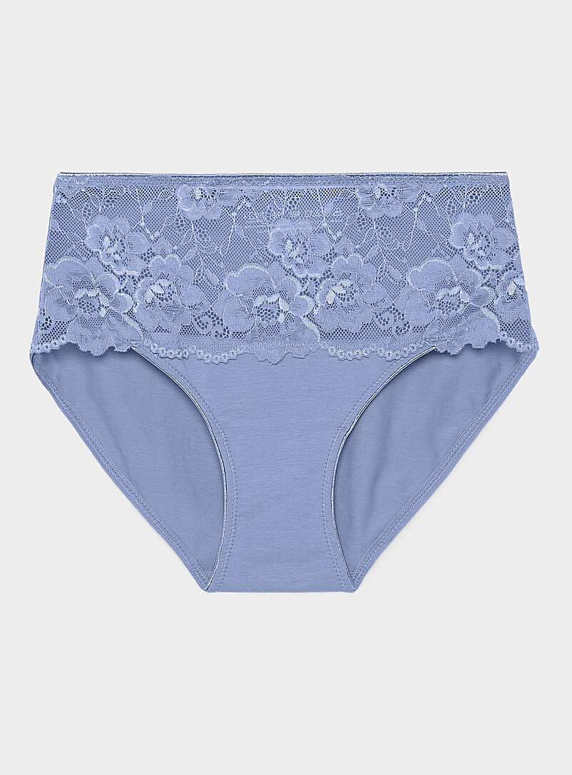 Miiyu White Sheer floral band high-waist classic hipster Cotton for women