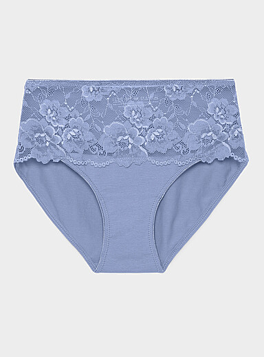 Sheer floral band high-waist classic hipster Cotton