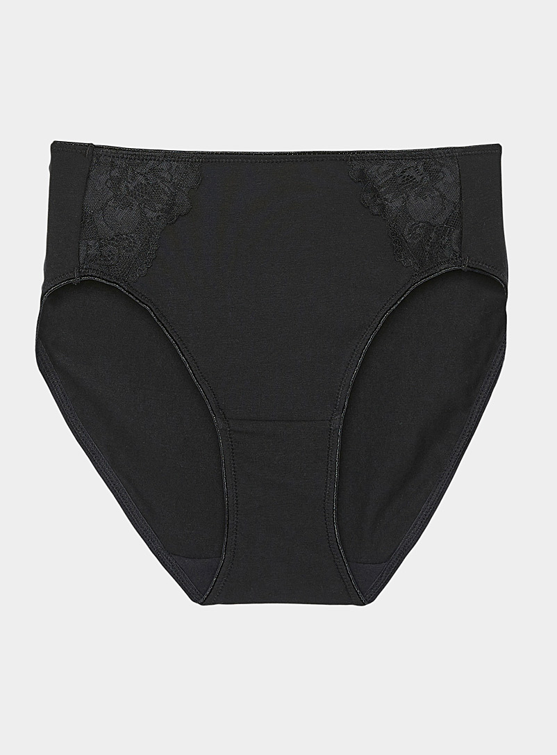 Miiyu White Lace-accent high-cut high-waist classic brief Cotton for women