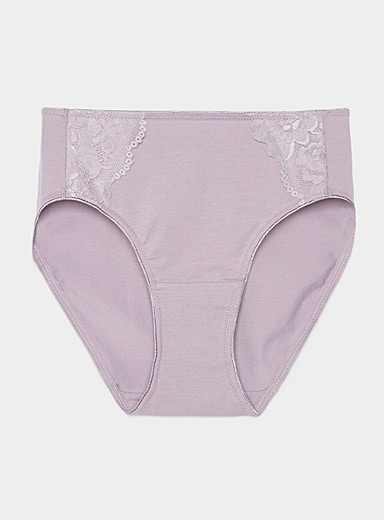 Lace-accent high-cut high-waist classic brief Cotton