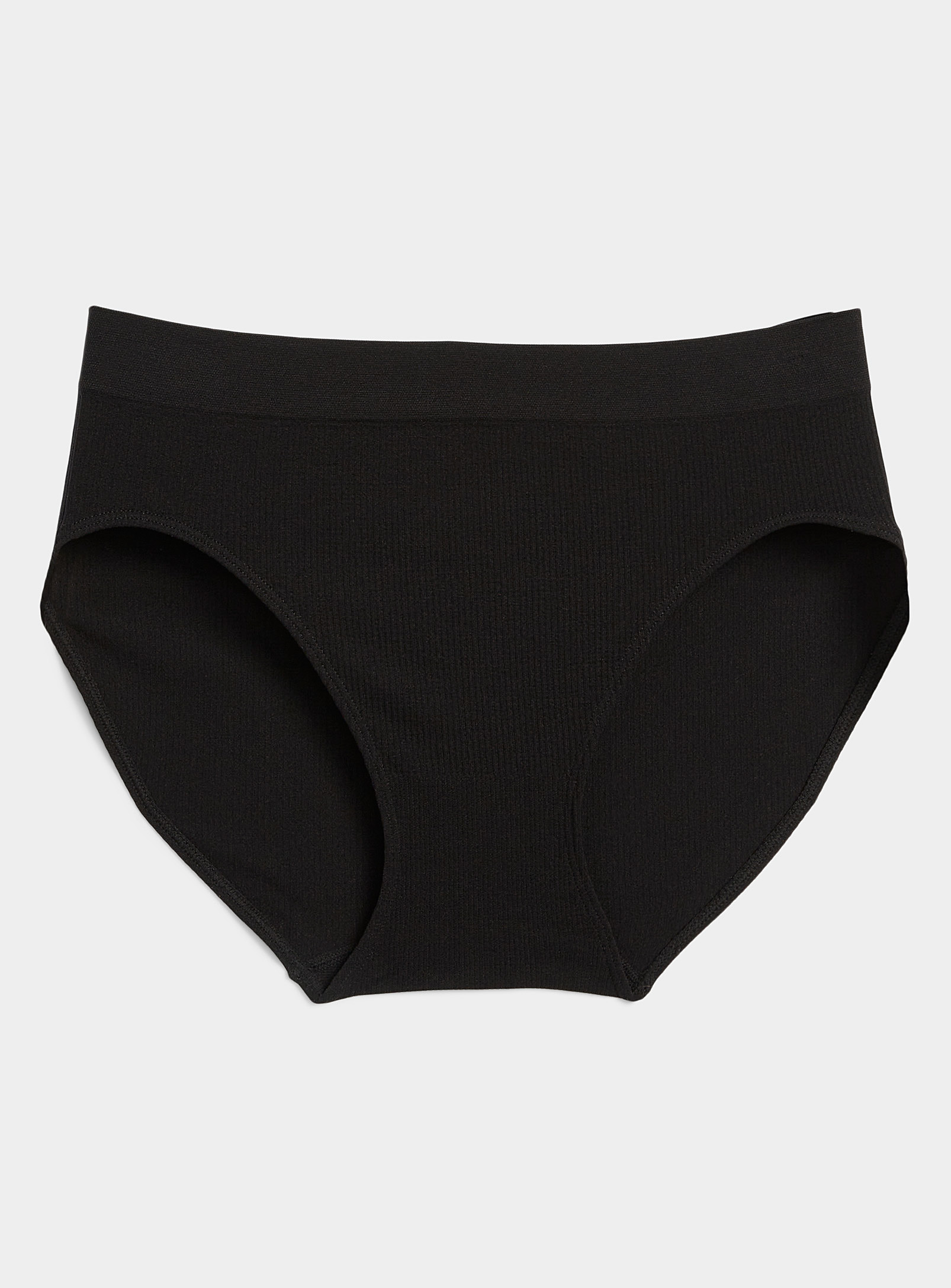 Miiyu Mini-ribbing High-cut Bikini Panty In Black