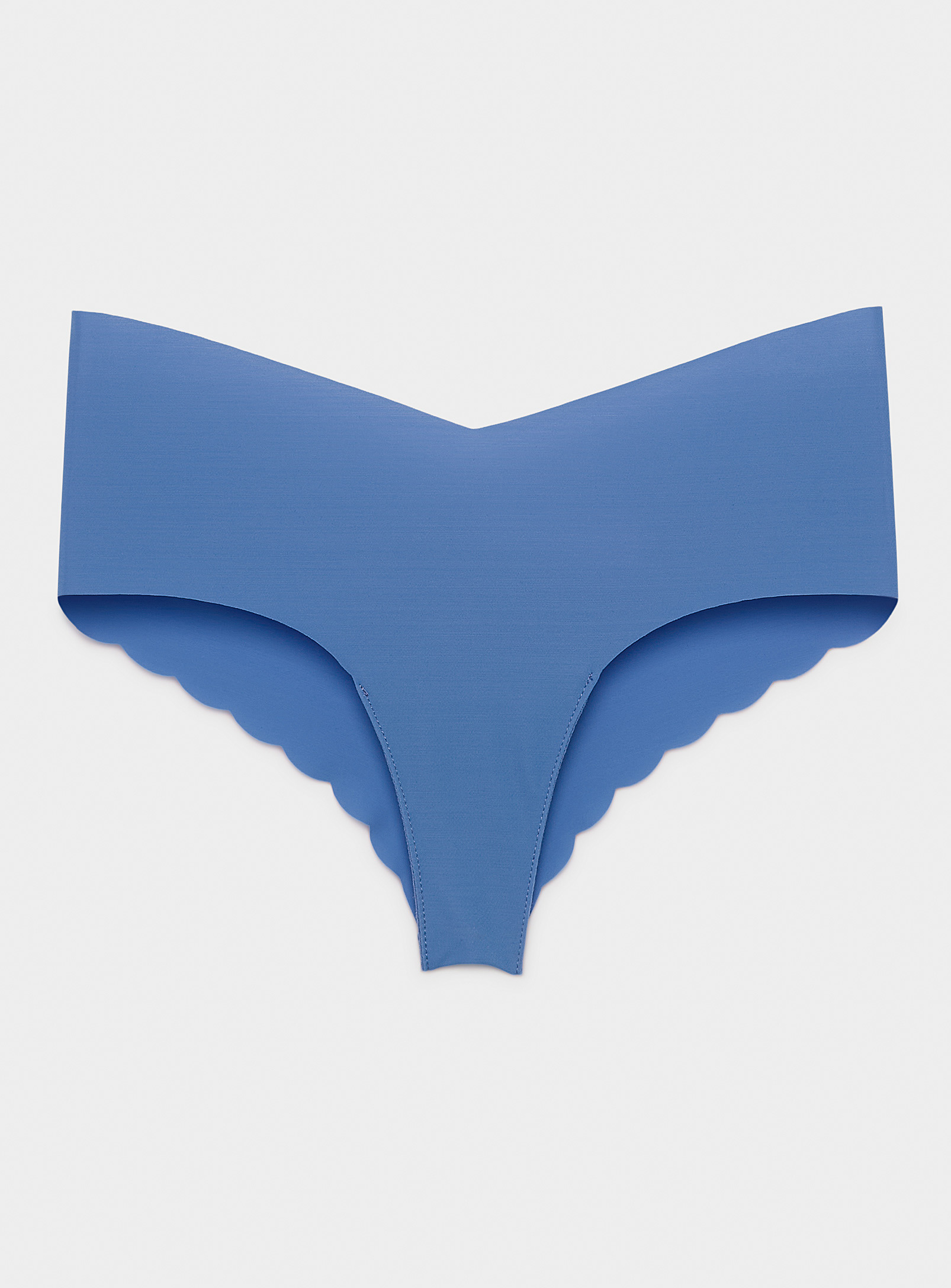 Miiyu Scalloped Laser-cut Brazilian Panty In Blue