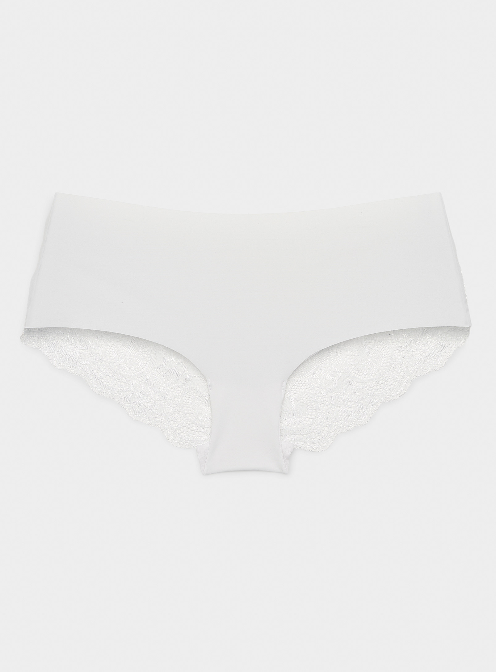 Miiyu Lace Strip Laser-cut Brazilian Panty In White