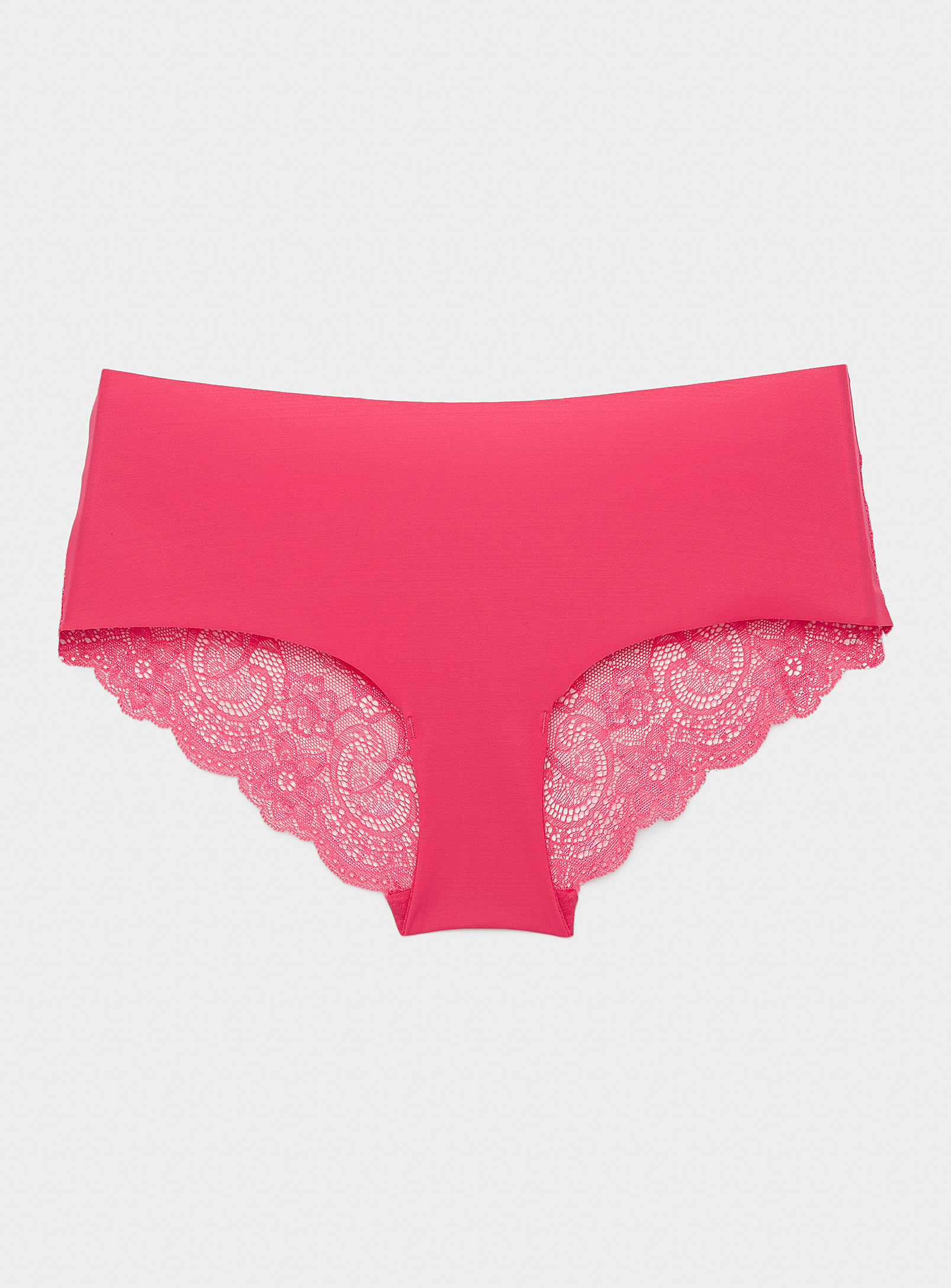 Miiyu Lace Strip Laser-cut Brazilian Panty In Pink