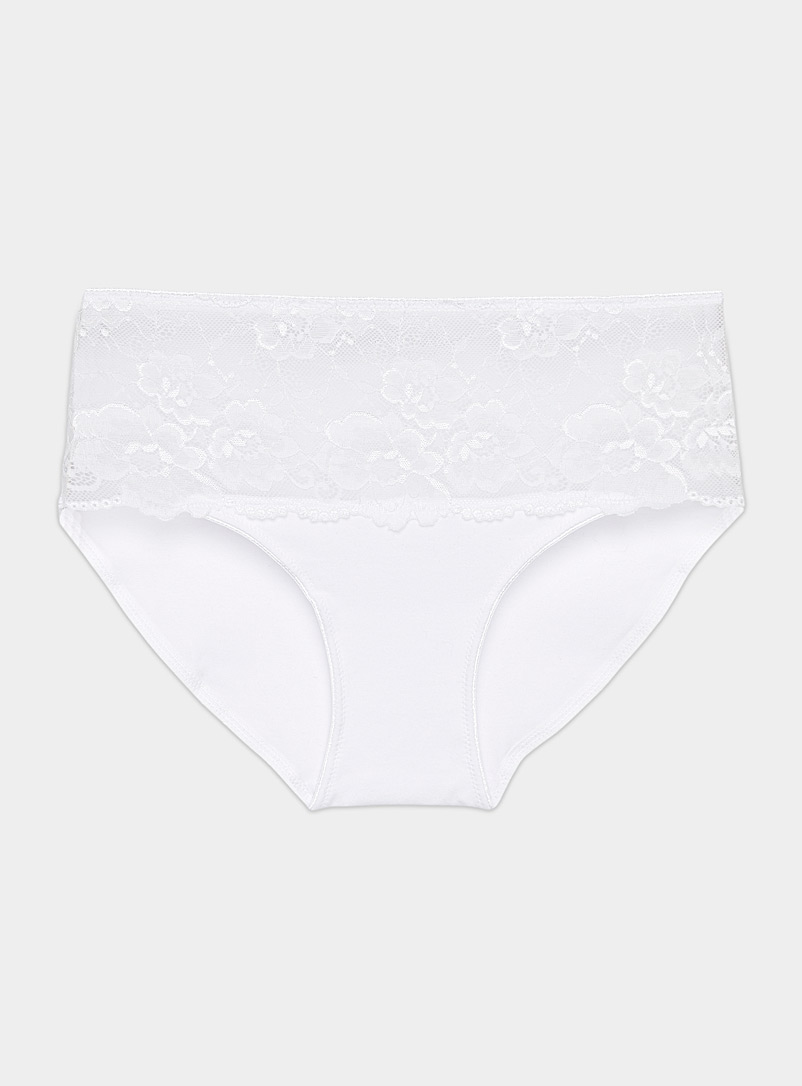 Sheer Floral Band High-Waist Classic Hipster Cotton