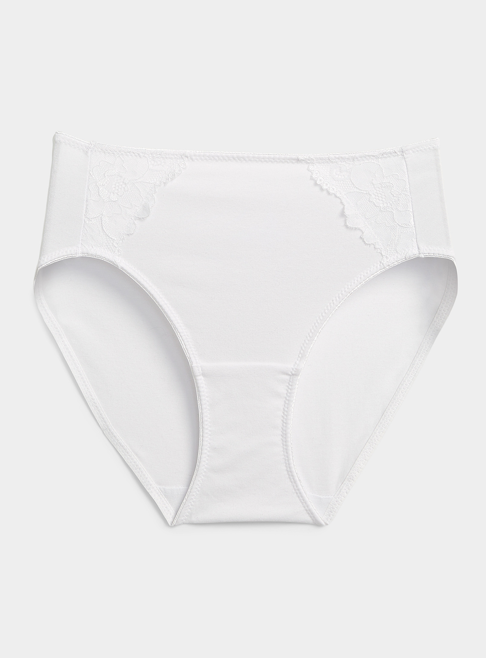 Miiyu Lace-accent High-rise Panty In White