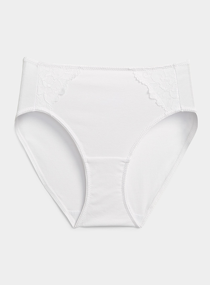 Lace-accent high-cut high-waist classic brief Cotton product image (primary)