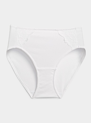 Lace-accent high-cut high-waist classic brief Cotton product image 2