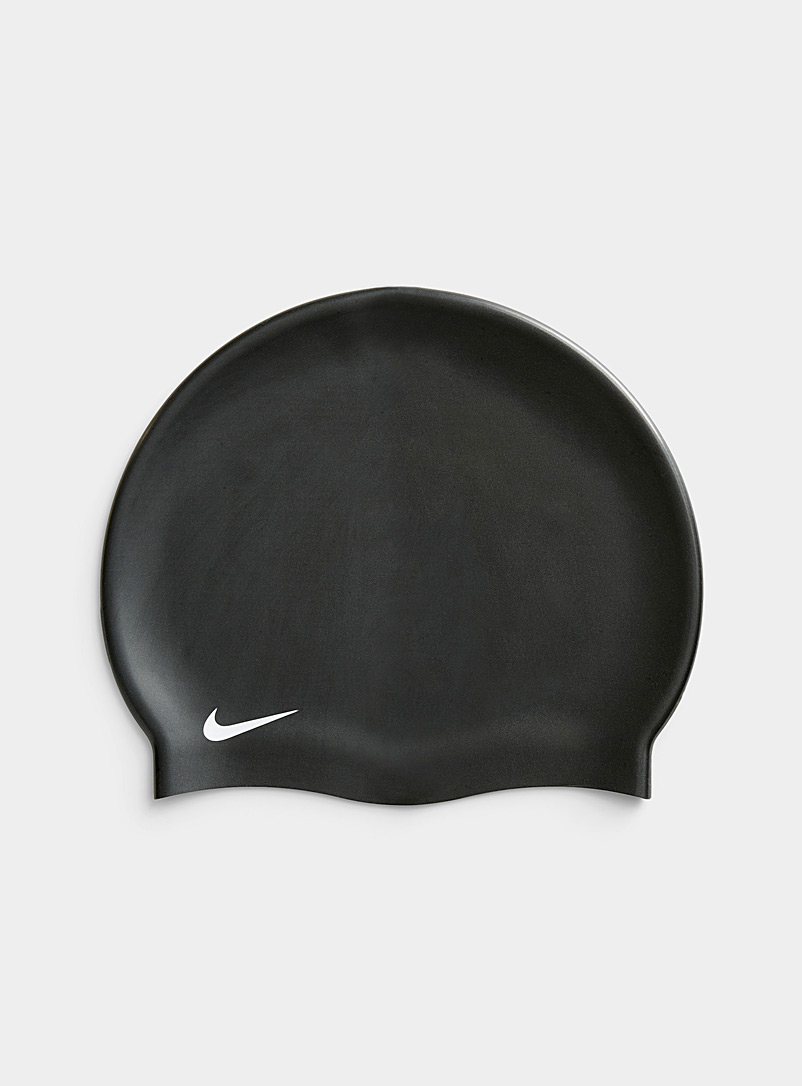 Nike Black Solid silicone swim cap for women