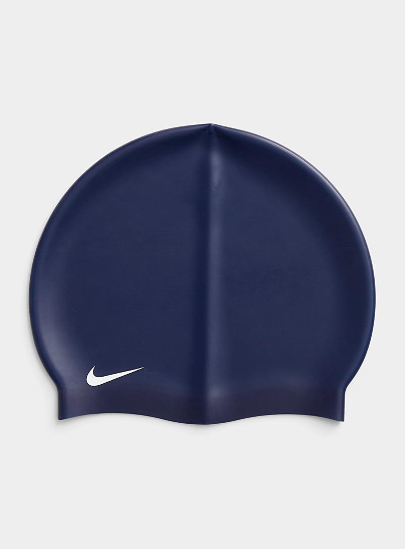 Nike: Le bonnet de bain en silicone uni Marine pour femme