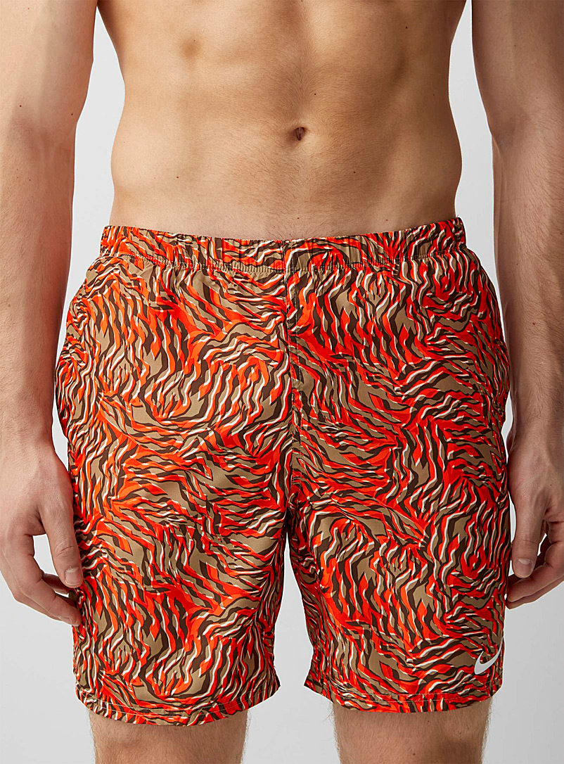Nike Swim: Le maillot short feuillage tigré Orange à motifs pour homme