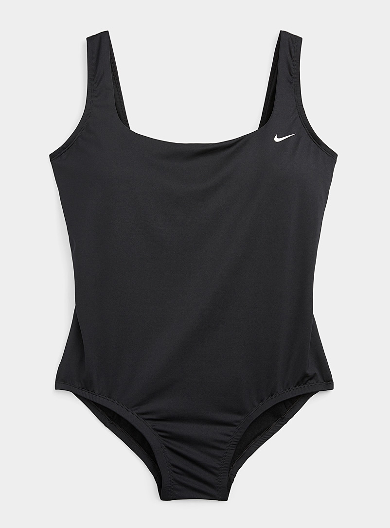 Nike Black Scoop-back solid one-piece Plus size for women