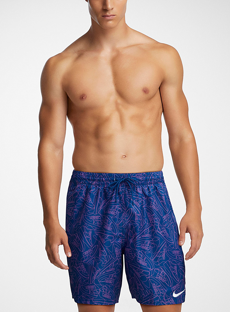 Nike Swim Patterned Blue Sneaker-print swim trunk for men