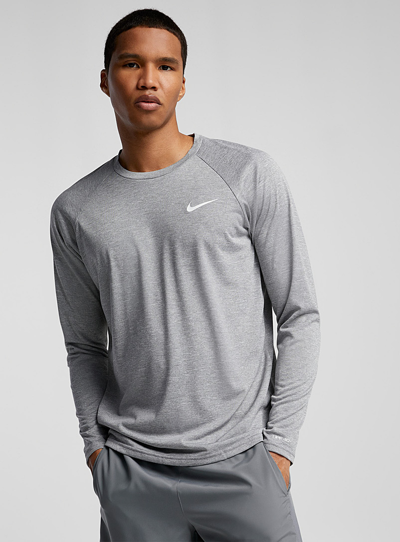 Nike Swim: Le t-shirt rashguard manches longues chiné Gris pour homme