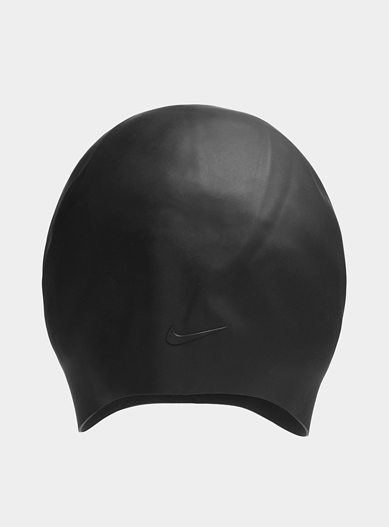 Nike: Le bonnet de bain en silicone Just Do It Pour cheveux longs Noir pour femme