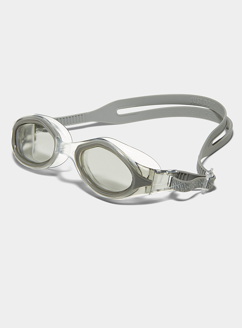 Nike Grey Legacy total black swim goggles Latex free for women