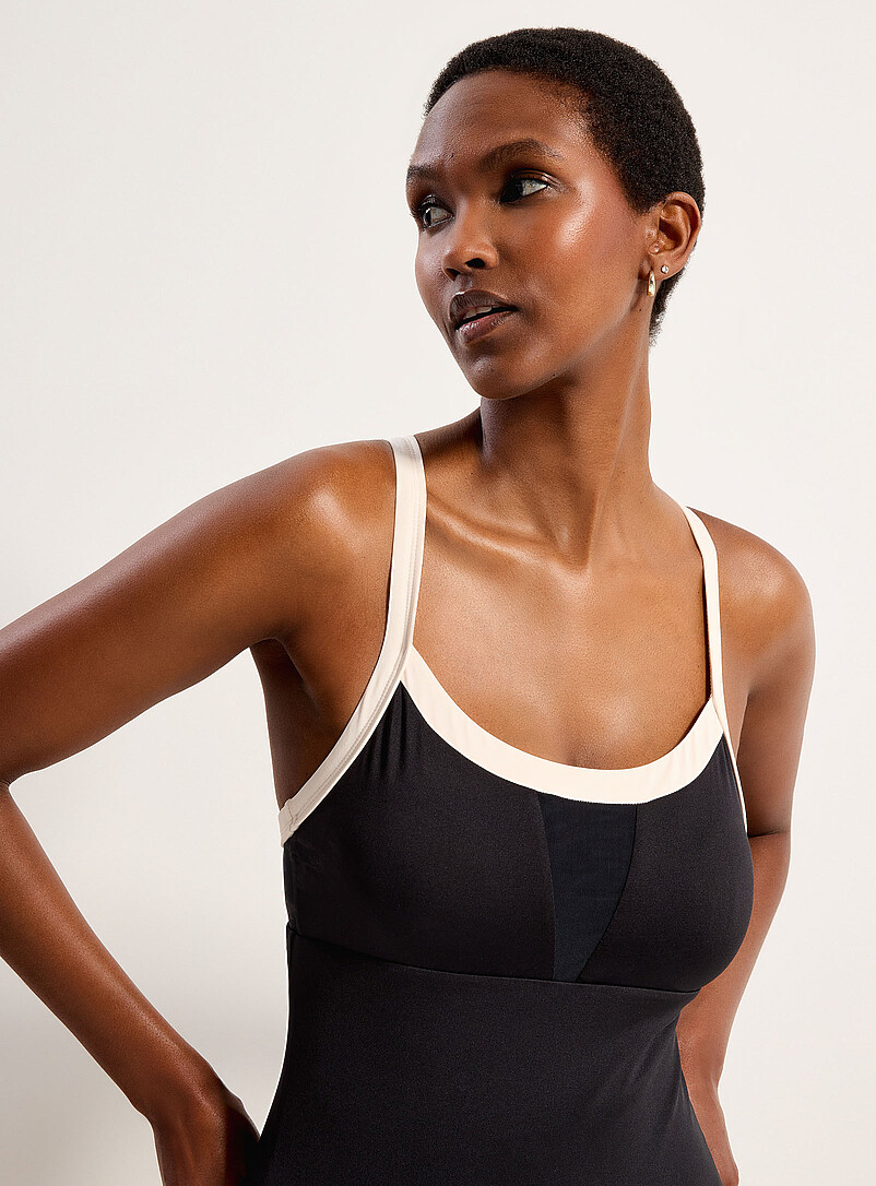 Nike Black Wide-trim mesh V-neck one-piece for women