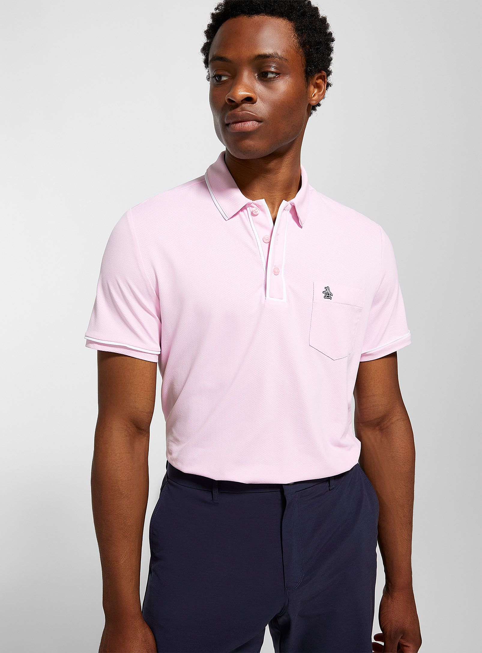 Original Penguin The Earl Accent-trim Solid Golf Polo In Pink