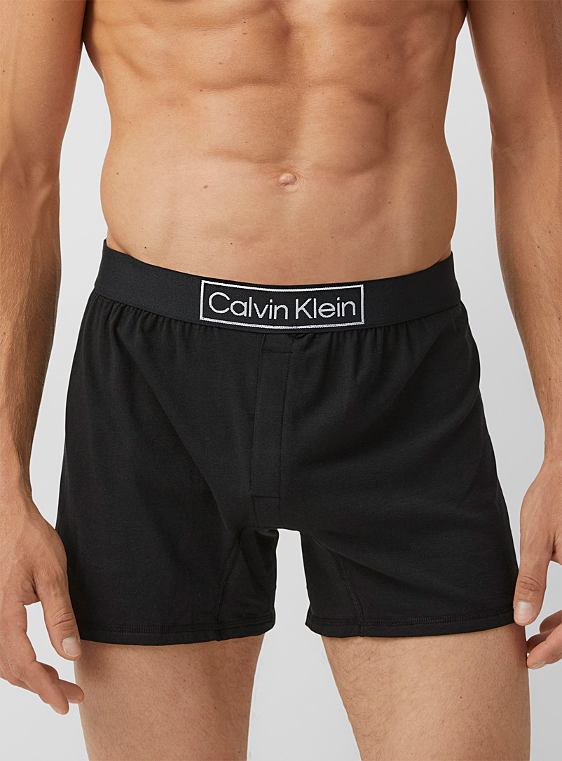 Calvin Klein: Le boxeur long Heritage ample Noir pour homme