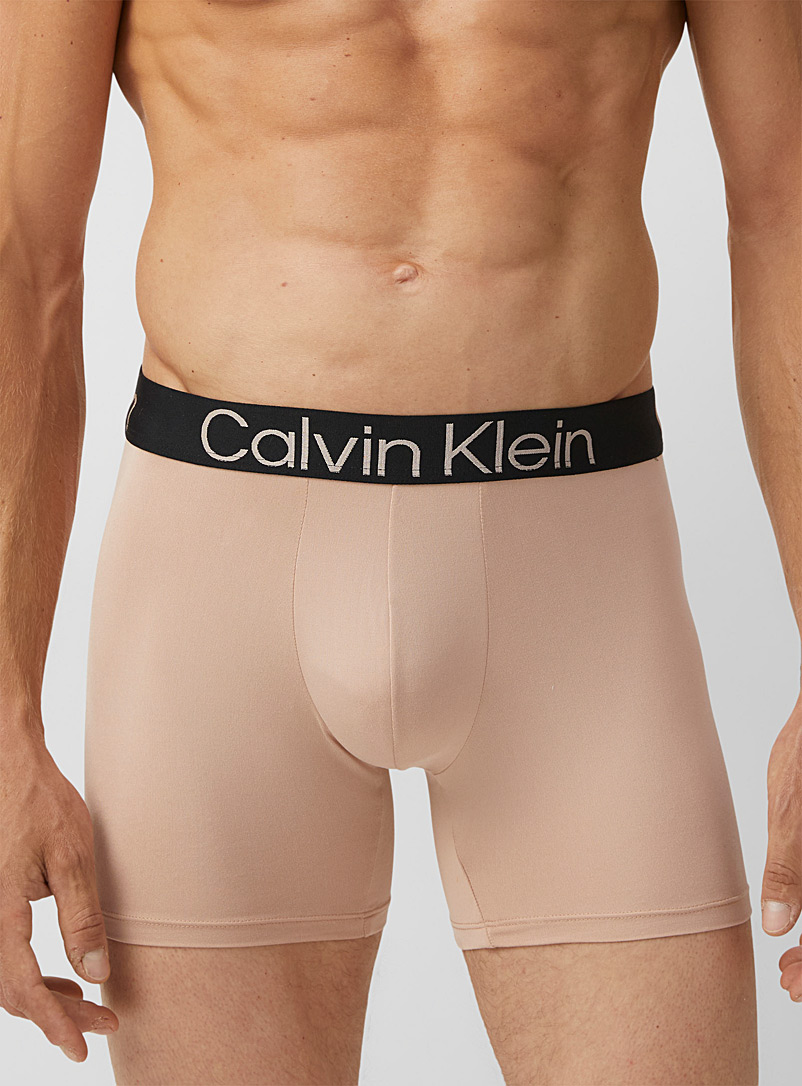 Calvin Klein: Le boxeur long tons naturels Beige crème pour homme