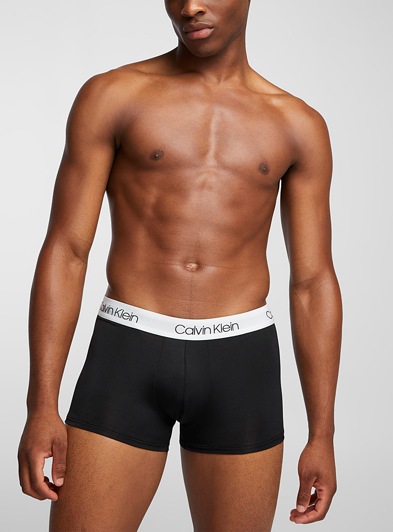 Calvin Klein: Le boxeur court microfibre noire Blanc assorti pour homme