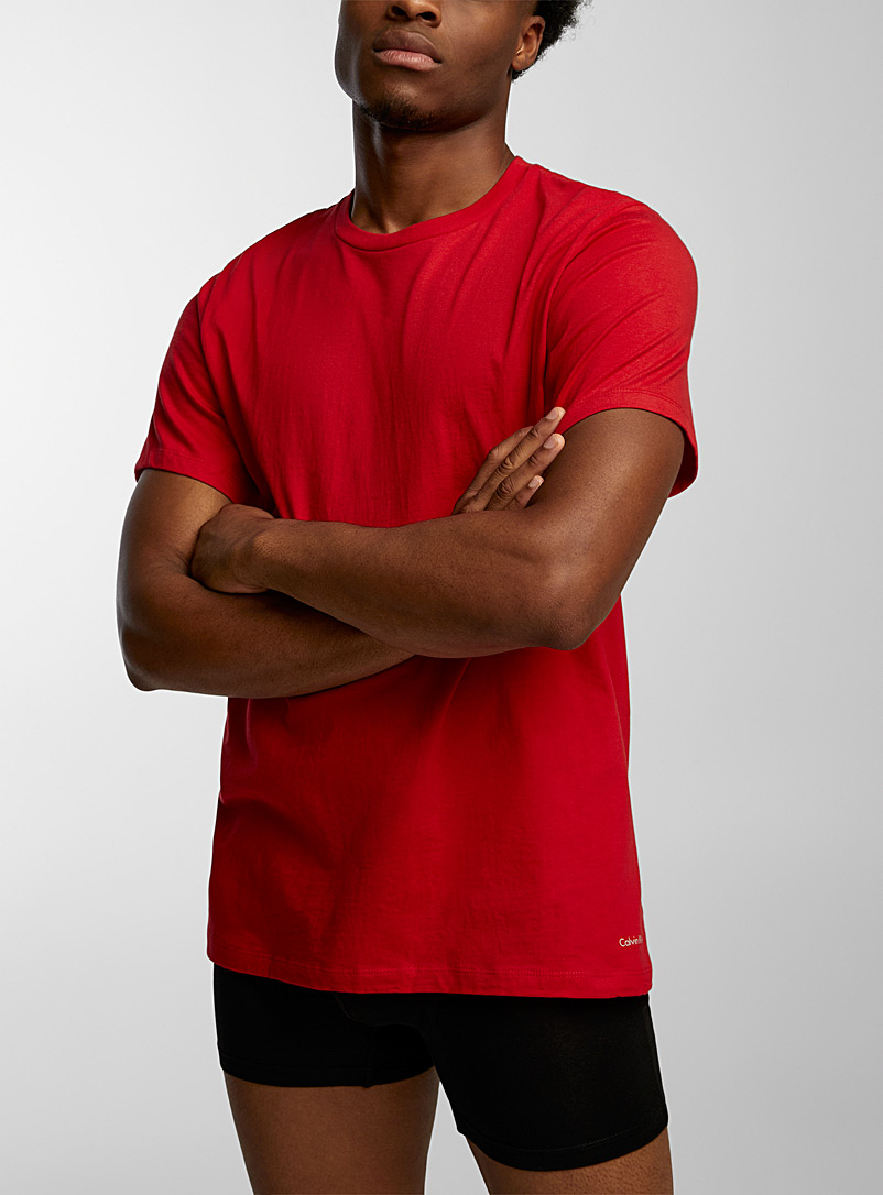 Calvin Klein: Le t-shirt col rond classique Rouge pour homme