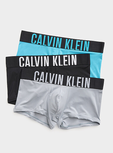 Calvin Klein Black 2" blue/black/grey trunks Intense Power 3-pack for men