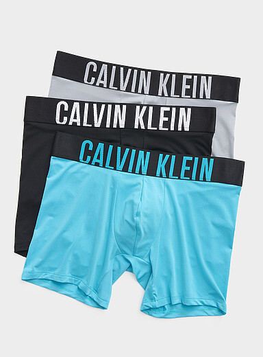 Calvin Klein: Les boxeurs longs bleu/noir/gris 5 po Intense Power Emballage de 3 Noir pour homme