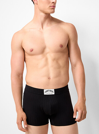 Calvin Klein: Le boxeur court c&ocirc;tel&eacute; extensible 3 po Coton Bleu pour homme