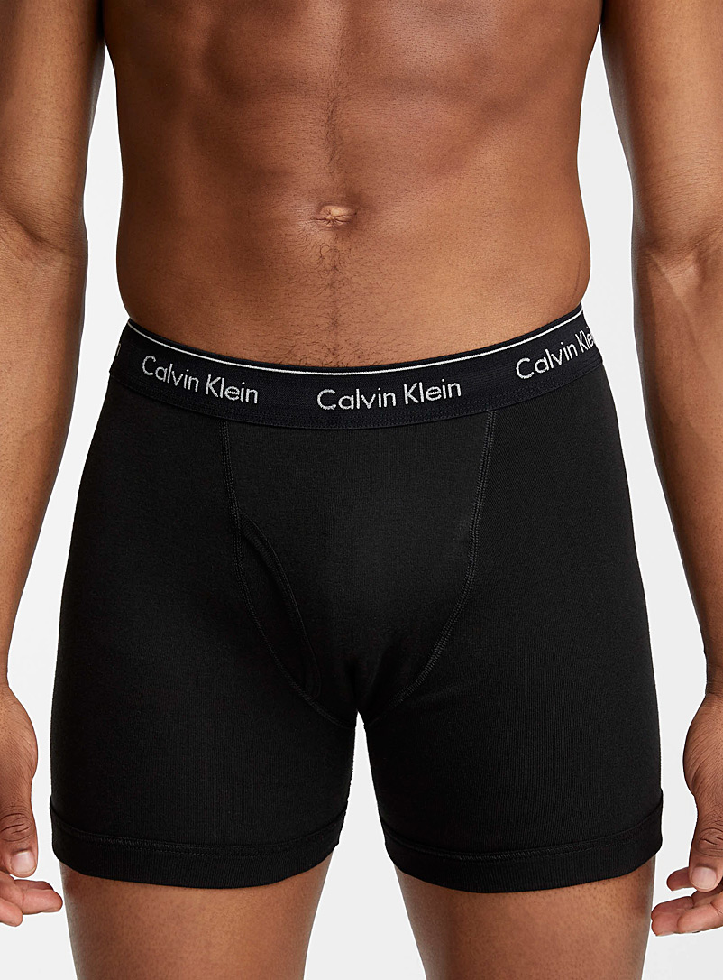 Calvin Klein: Les boxeurs longs unis 5 po Cotton Classic Emballage de 3 Noir pour homme