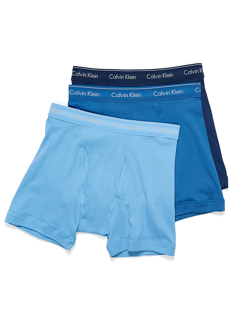 Calvin Klein: Les boxeurs longs classiques Emballage de 3 Bleu à motifs pour homme