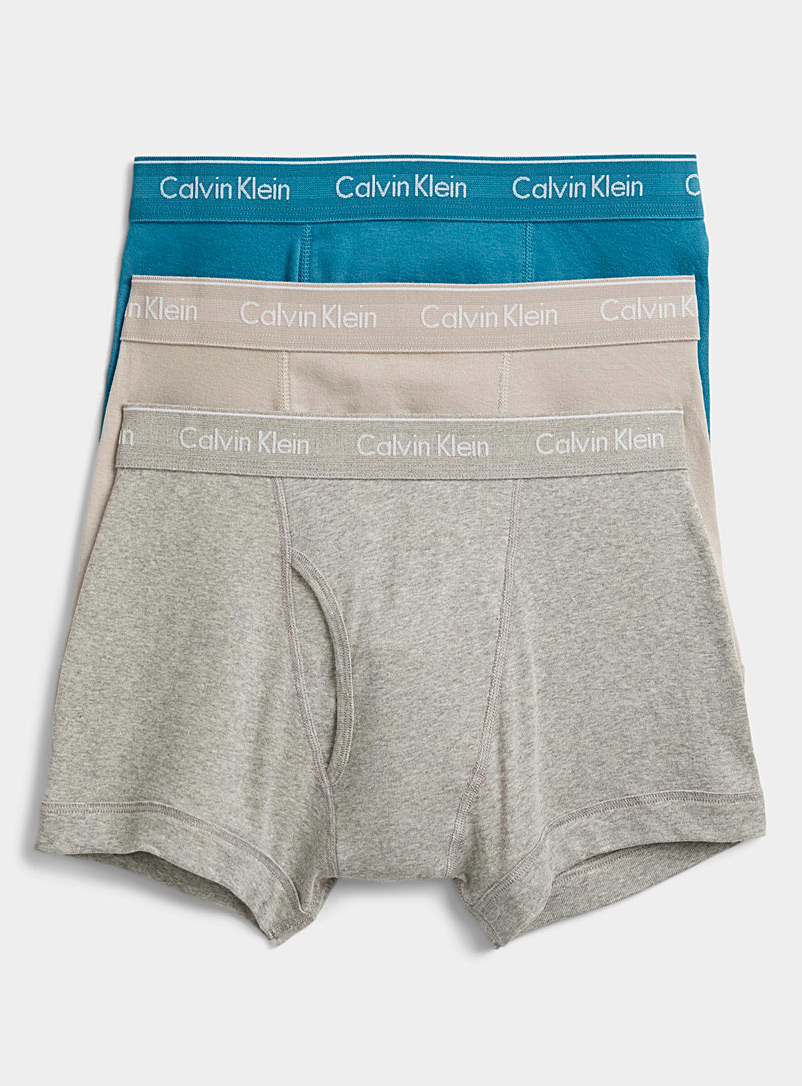 Calvin Klein: Les boxeurs courts couleurs essentielles Emballage de 3 Vert à motifs pour homme