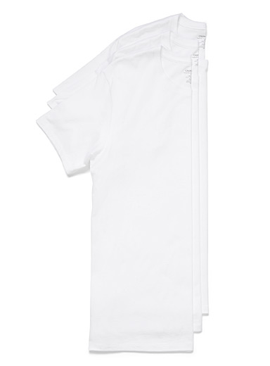 Calvin Klein: Les t-shirts col rond classiques Emballage de 3 Blanc pour homme