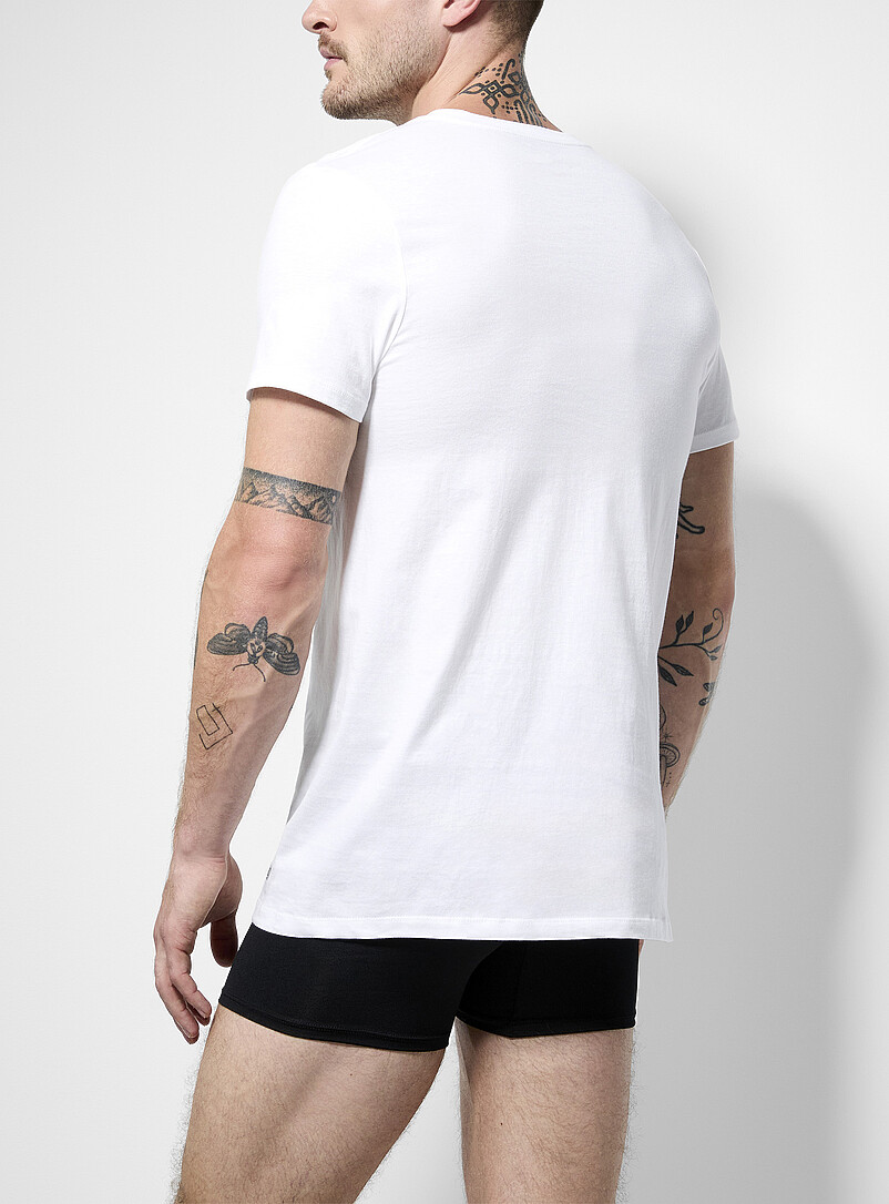 Calvin Klein: Les t-shirts sous-v&ecirc;tements col rond pur coton Emballage de 3 Noir pour homme