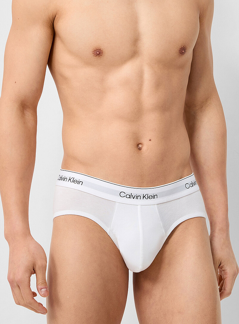 Calvin Klein: Les slips extensibles unis Icon Cotton Stretch Emballage de 3 Blanc pour homme