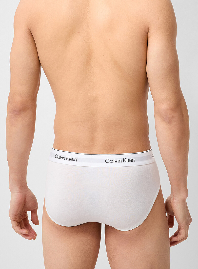 Calvin Klein: Les slips extensibles unis Icon Cotton Stretch Emballage de 3 Blanc pour homme