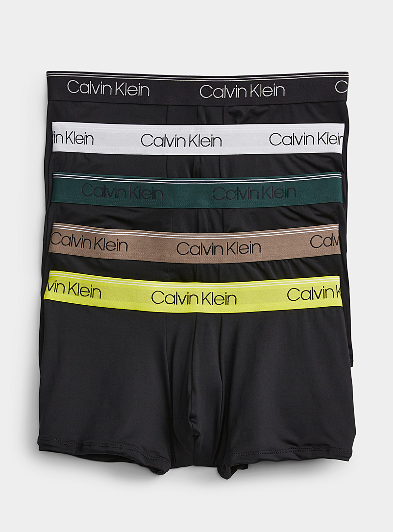 Calvin Klein Black Low-rise microfibre trunks 5-pack for men