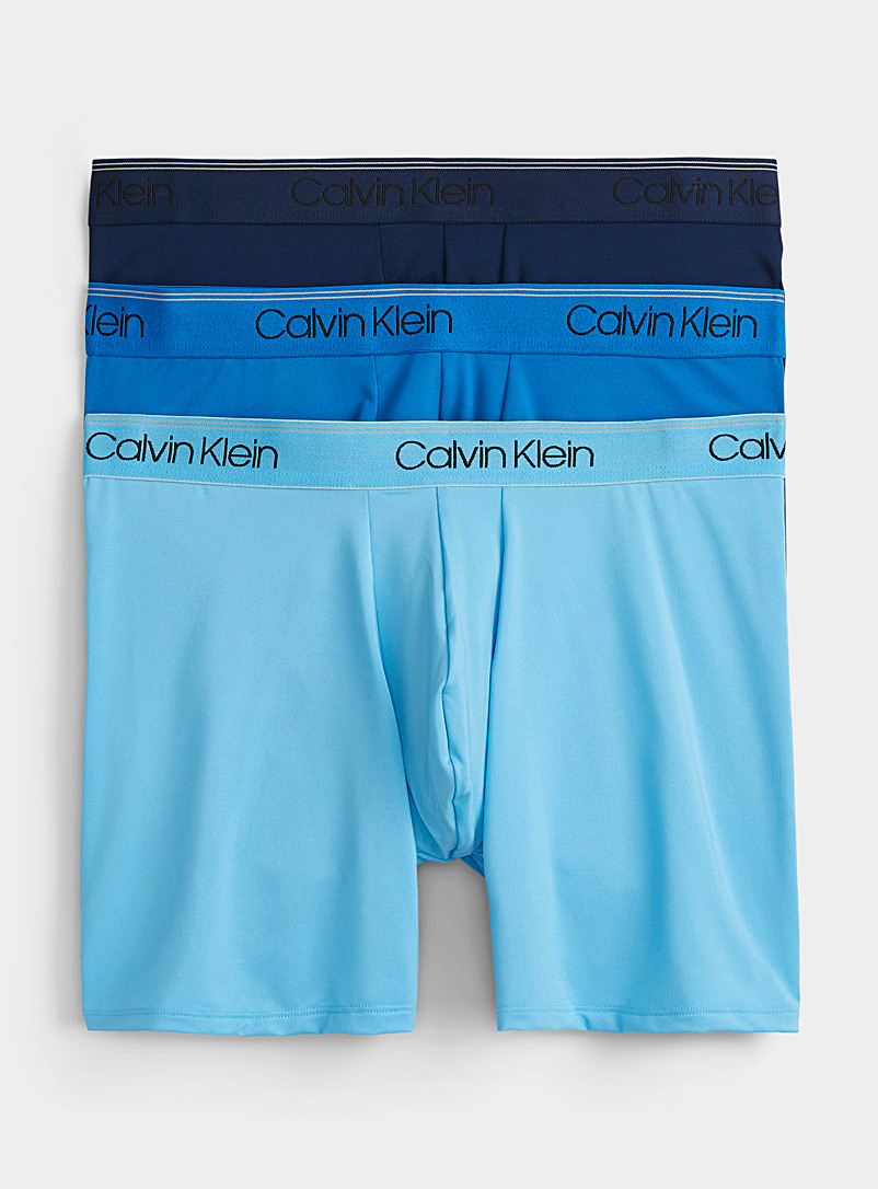 Calvin Klein: Les boxeurs longs classiques microfibre Emballage de 3 Bleu à motifs pour homme