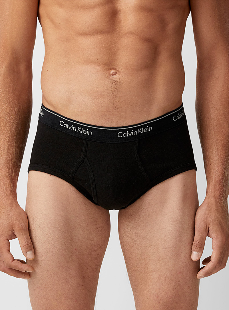 Calvin Klein: Les slips logo gris Cotton Classic Emballage de 3 Noir pour homme