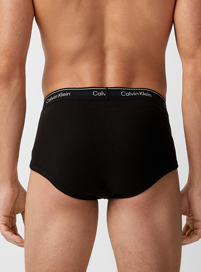 Calvin Klein: Les slips logo gris Cotton Classic Emballage de 3 Noir pour homme