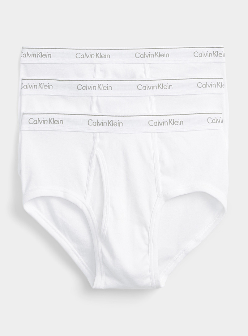 Calvin Klein: Les slips classiques pur coton Emballage de 3 Blanc pour homme
