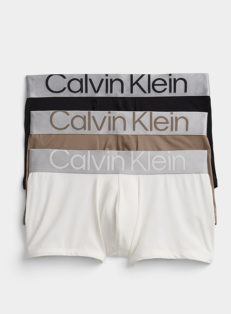 Calvin Klein Patterned White Neutral Reconsidered Steel trunks 3-pack for men