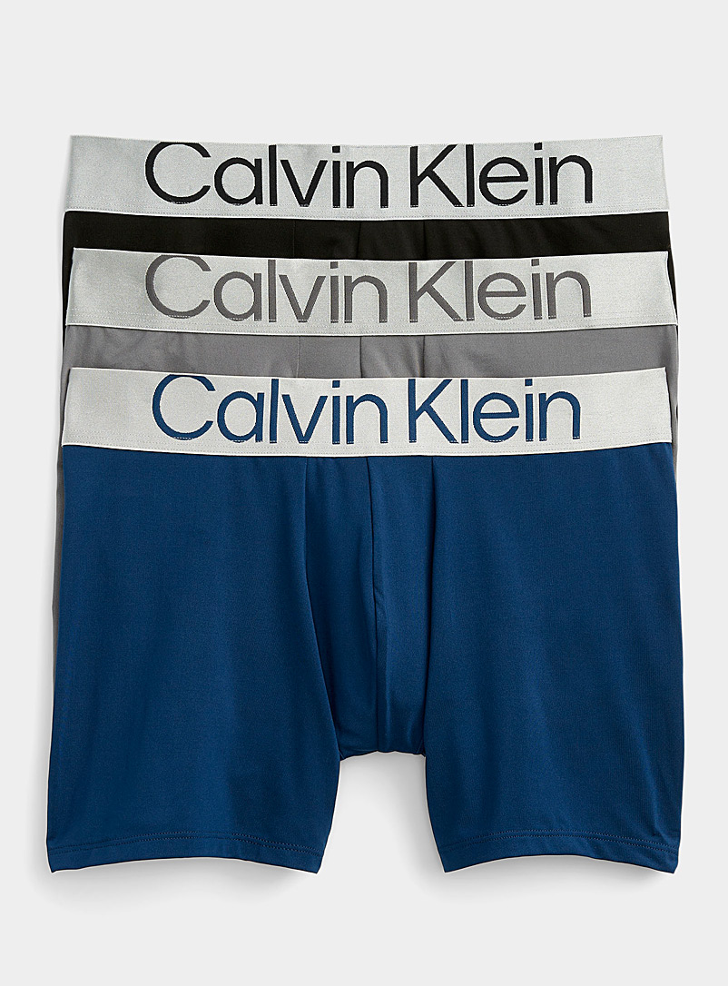 Calvin Klein: Les boxeurs longs Reconsidered Steel taille argentée Emballage de 3 Charbon pour homme