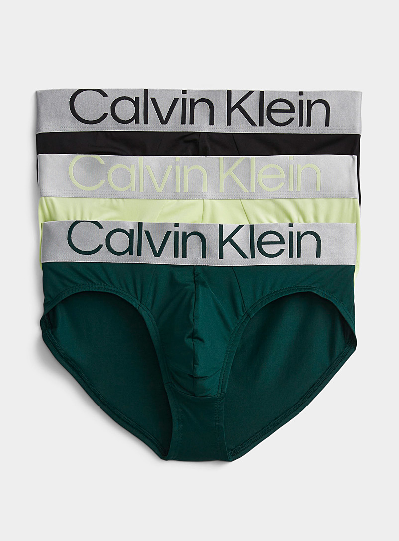 Calvin Klein Patterned Black Reconsidered Steel briefs 3-pack for men