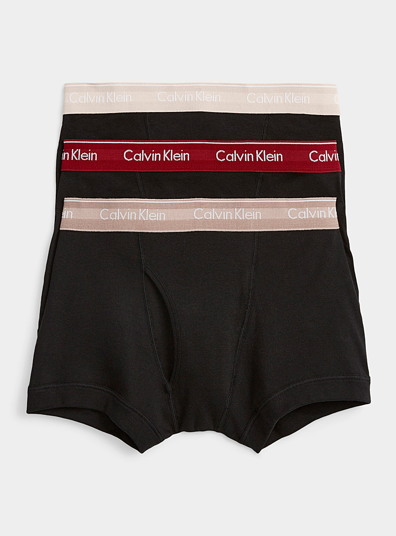 Calvin Klein: Les boxeurs courts bande coloris naturel Emballage de 3 Noir à motifs pour homme