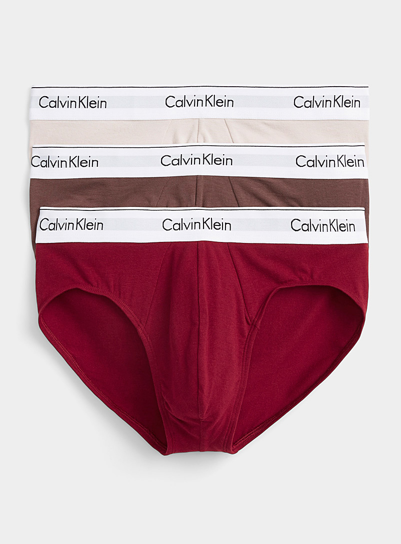 Calvin Klein Patterned Red Modern Cotton warm-hued briefs 3-pack for men