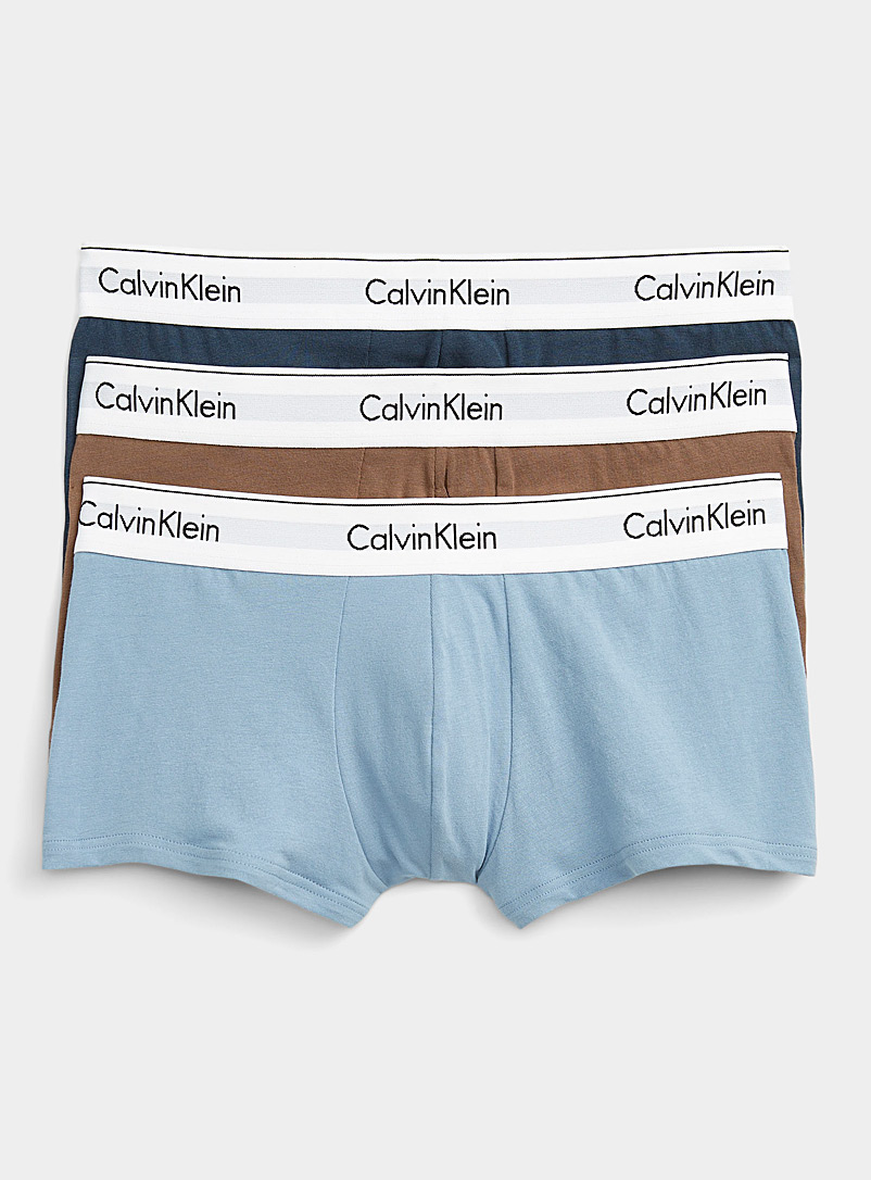 Calvin Klein Patterned Blue Natural hue stretch cotton trunks 3-pack for men