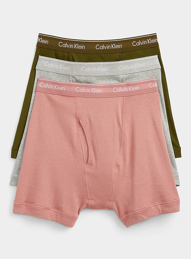 Calvin Klein: Les boxeurs longs pur coton nuances douces Emballage de 3 Vert assorti pour homme